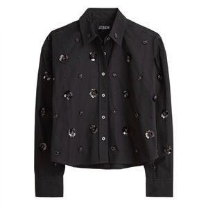 J. Crew Black Sequin Button-Up Shirt